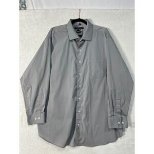 SYNRGY Performance Gray Stretch Dress Shirt Mens 18.5 34/35 Fit DXL Long Sleeve